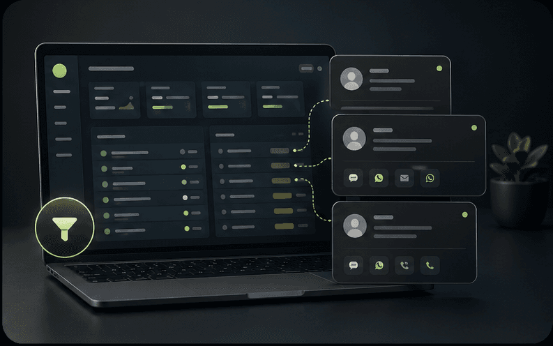 VibeAgent capability visual showing lead capture from customer conversations